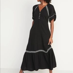 Black Crinkle Maxi Dress